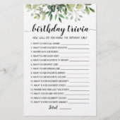 Birthday Trivia-Spiel (Vorderseite)