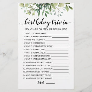 Birthday Trivia-Spiel
