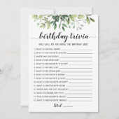 Birthday Trivia-Spielkarte Einladung (Vorderseite)