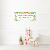 Birthday Tropical Pineapse Floral Aloha Banner (Insitu)