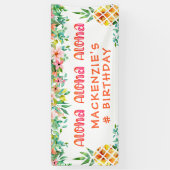 Birthday Tropical Pineapse Floral Aloha Banner (Vertikal)