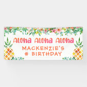 Birthday Tropical Pineapse Floral Aloha Banner (Horizontal)