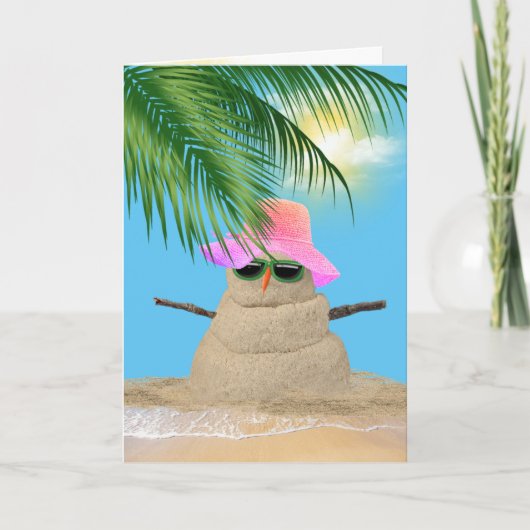 Birthday Tropical Sandman mit Palme Karte (Vorderseite)