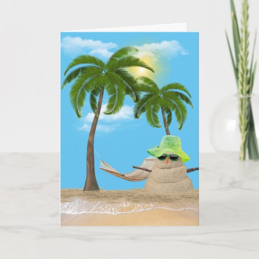 Birthday Tropical Sandman mit Palms Card Karte (Vorderseite)