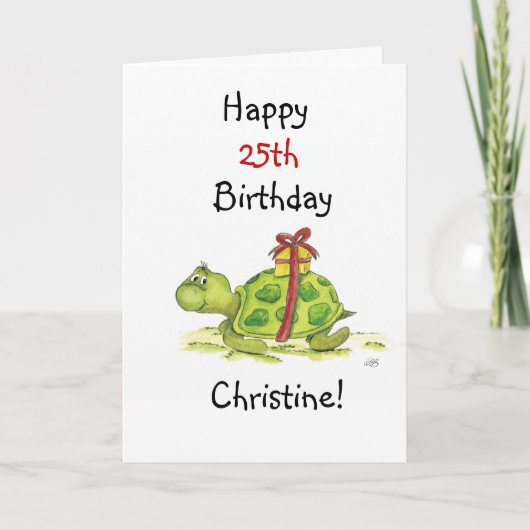 Birthday Turtle - Anpassen von Alter und Namen Karte (Vorderseite)