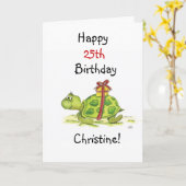 Birthday Turtle - Anpassen von Alter und Namen Karte (Gelbe Blume)
