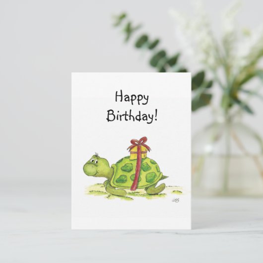 Birthday Turtle Postkarte (Stehend Vorderseite)