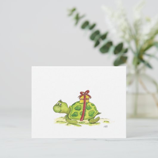 Birthday Turtle Postkarte (Stehend Vorderseite)
