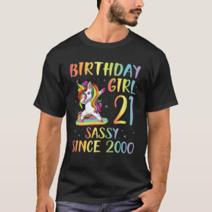 Birthday Unicorn Girl Dabbing Happy 21 Years Old T T-Shirt