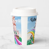 Birthday Unicorn Girl's Name & Age Star Regenbogen Pappbecher (Links)