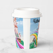 Birthday Unicorn Girl's Name & Age Star Regenbogen Pappbecher (Rechts)