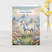 Birthday Unicorn Karte (Gelbe Blume)