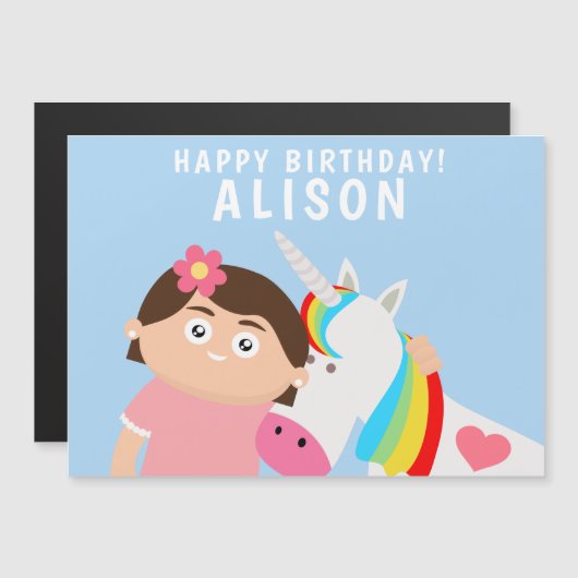 Birthday Unicorn Magnetkarte (Vorne/Hinten)