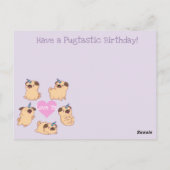 Birthday Unicorn Mops Postkarte (Rückseite)