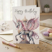 Birthday Unicorn Pegasus Karousel Pferd Rosa