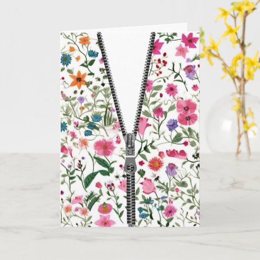 Birthday Unzipped Zipper on Wildblume Pattern Karte (Gelbe Blume)