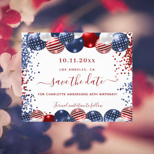 Birthday USA Rot-Blau-Haushalt Save the Date Flyer