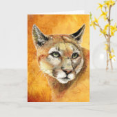 Birthday Vater Cougar Mountain Lion Animal Art Car Karte (Gelbe Blume)