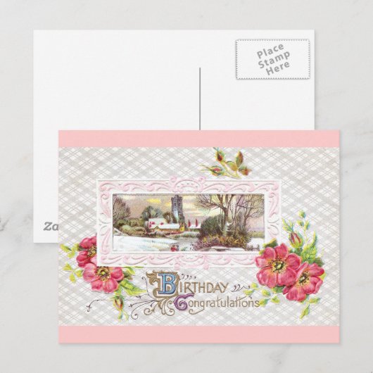 Birthday Vignette Postkarte (Vorne/Hinten)