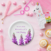 Birthday violett Blumen weiß elegant Pappteller (Party)