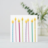 Birthday-Vorlage für lange farbige Kerzen Einladung (Stehend Vorderseite)