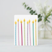 Birthday-Vorlage für lange farbige Kerzen Einladung (Stehend Vorderseite)