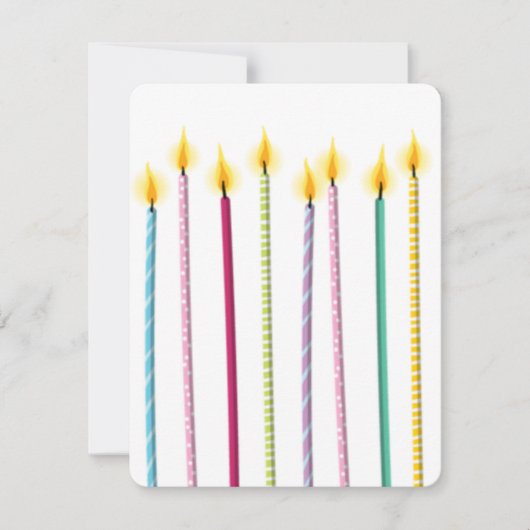 Birthday-Vorlage für lange farbige Kerzen Einladung (Vorderseite)