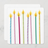 Birthday-Vorlage für lange farbige Kerzen Einladung (Vorne/Hinten)