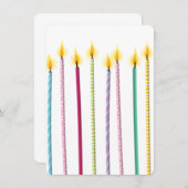 Birthday-Vorlage für lange farbige Kerzen Einladung (Vorne/Hinten)