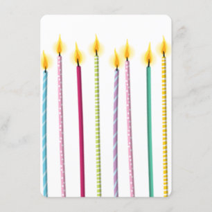 Birthday-Vorlage für lange farbige Kerzen Einladung