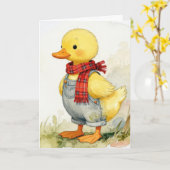 Birthday Watercolor Duck In Overalls Karte (Gelbe Blume)