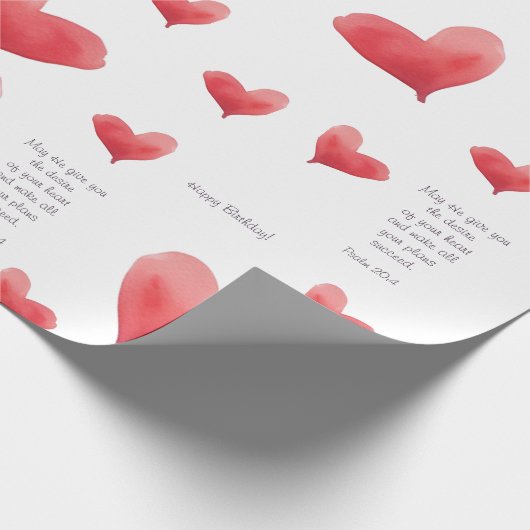 Birthday Watercolor Heart | Rot und Lila Geschenkpapier (Ecke)