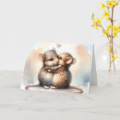 Birthday Watercolor Mice Hugging Karte (Gelbe Blume)