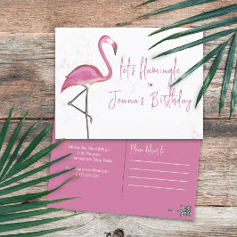 Birthday Watercolor Pink Let's Flamingle Postkarte