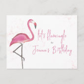 Birthday Watercolor Pink Let's Flamingle Postkarte (Vorderseite)
