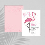 Birthday Watercolor Pink Tropical Beach Flamingo Einladung
