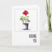 Birthday Watercolor Red Rose Bush Karte (Vorderseite)