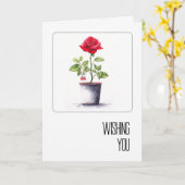 Birthday Watercolor Red Rose Bush Karte (Gelbe Blume)