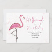 Birthday Watercolor Simple Pink Flamingo Einladung (Vorderseite)