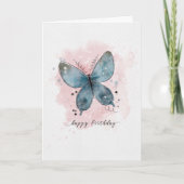 Birthday Watercolor Sketchy Doodle Butterfly Card Karte (Vorderseite)