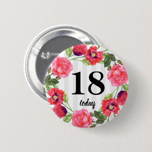 Birthday Watercolor Sommerfarben Blume Zirkuskranz Button