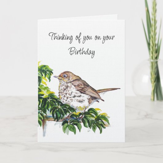 Birthday Watercolor Swainson's Thrush Bird Karte (Vorderseite)