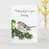 Birthday Watercolor Swainson's Thrush Bird Karte (Gelbe Blume)