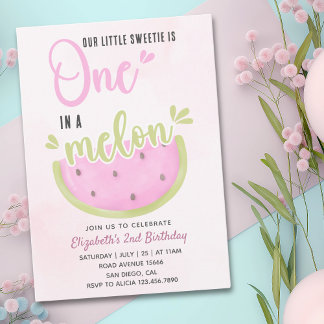 Birthday watermelon Girl one in a melon Einladung