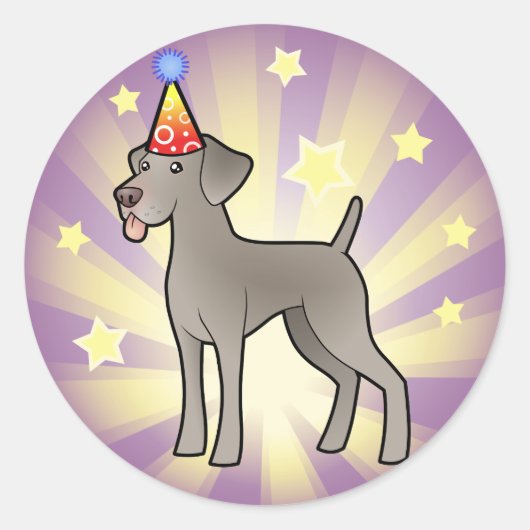 Birthday Weimaraner Runder Aufkleber (Vorderseite)