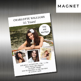 Birthday Weißes Foto Collage Luxus Magneteinladung