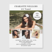 Birthday Weißes Foto Collage Luxus Magneteinladung (Vorderseite)