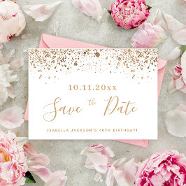 Birthday Weißgold Glitzer Staub Save the Date Ankündigung