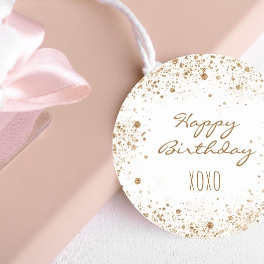 Birthday Weißgold Glitzer Staub umarmt Küsse Runder Aufkleber