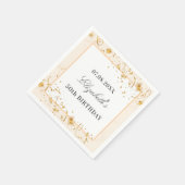 Birthday Weißgold Konfetti Namensskript elegant Serviette (Ecke)
